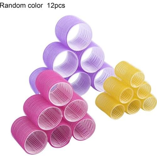 12 Pcs Lazy Self-adhesive Curling Hairdressing Tool Deduction Various Hairstyles Curling Color Random