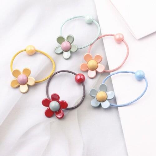 2pcs/lot Cute Flower Scrunchies Women Girl Elastic Hair Rubber Band Accessories For Children Tie Hair Rope Ring Holder Headdress