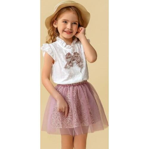 2021 Girls Clothes Summer New Style Sleeveless Floral Bow Girls' Suit
