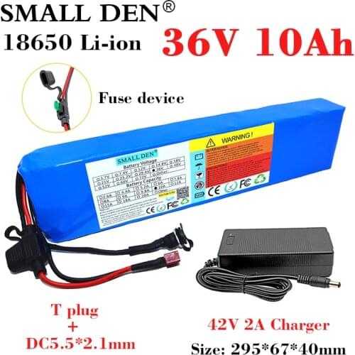 36V 20000mah 18650 lithium battery pack Same port with 30A BMS and Fuse device 250-600W 42V Electric bicycle scooter+ 2A Charger
