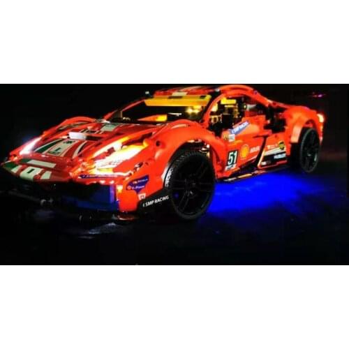 42125 Mechanical group Ferrari 488GTE technology LED light toy childrens birthday gift boy and girl (without building blocks)