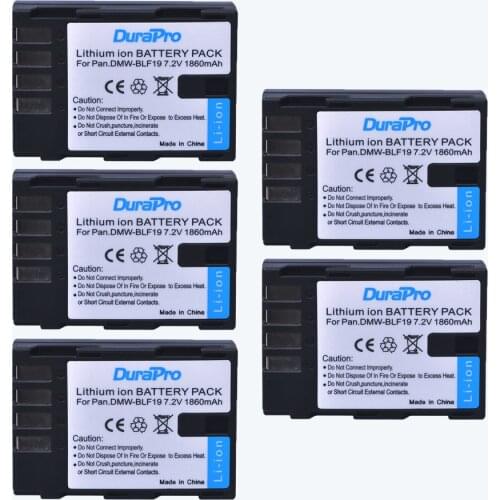 5pc 7.2V 1860mAh DMW-BLF19 DMW BLF19 BLF19 Rechargeable Li-ion Battery for Panasonic Lumix DMC-GH3 DMC GH3 GH4 DMC-GH4 Camera