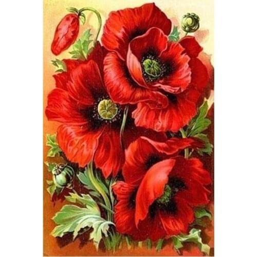 5D Diy Diamond Painting Floral Pattern Cross Stitch Round Diamond Crafts Home Decor Diamond Embroidery Flower Picture