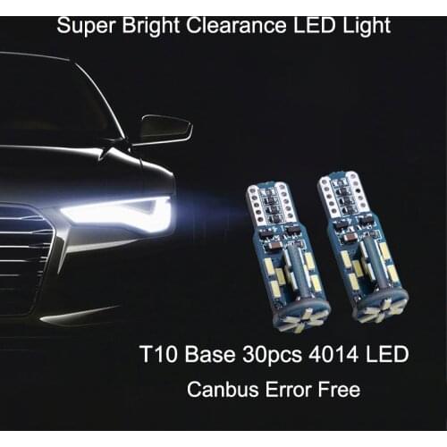10Pcs White Car T10 194 168 W5W Wedge 30SMD 4014 Canbus Error Free LED Bulbs For Clearance Lamps License Plate Lights 12V 24V