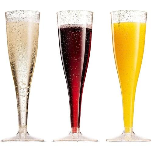 5pcs/Set Champagne Flutes Plastic Drink Cup Marriage Party Wine Cocktail Decor Cup Wedding Toasting Glasses New Year Feast Decor