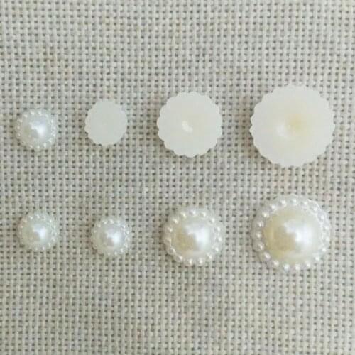 Flower shape Cabochon cameo bezel FlatBack imitation Pearls Beads mobile Case bridal shoe handbag Glue on hair bowknot scrapbook