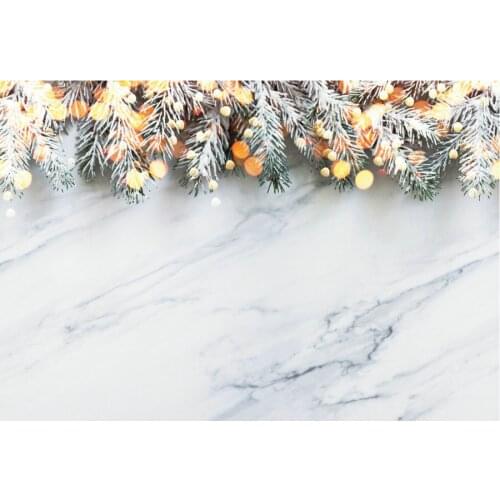 New Year Xmas Backdrop Baby Shower Newborn Wedding Party Decor Pine Branches Marble Background Photography Photo Booth Props