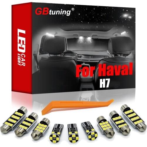 GBtuning No Error LED Interior Light Kit 12PC For Haval H7 2016+ Vehicle Car Dome Glove Box Ceiling Map Indoor Lamp Accessories