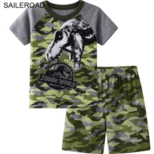 SAILEROAD Childrens Dinosaur Pajamas Set Girls Paja Cotton Kids Pyjamas Boys Sleepwear Child Night Wear Clothing Suits
