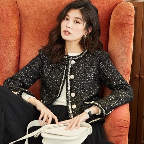 Spring autumn coats and jackets women women clothes 2019 New autumn Fashion black tweed short suit ladies jackets jaket women