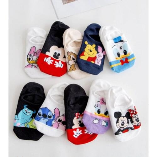 Disney Korea Summer women socks Cute animal Cartoon mouse bear Ankle Socks Thin Cotton invisible sock Slippers funny boat socks