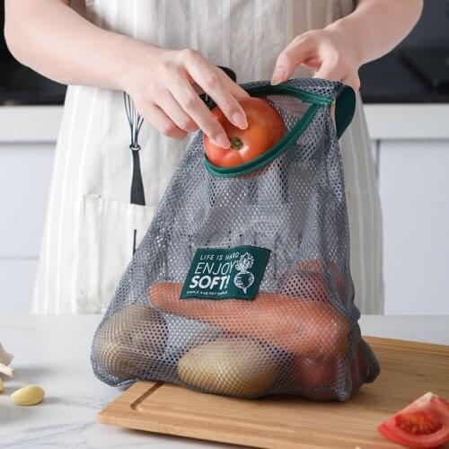 Reusable Cotton Grocery Vegetable Bags Home Kitchen Fruit And Vegetable Storage Mesh Bags Hanging Shopping Bag Washable