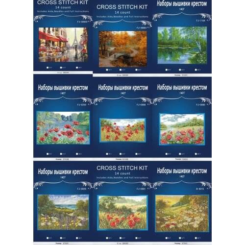 Spring Flowers field Counted Cross Stitch 14CT Cross Stitch Sets Wholesale cartoon Cross-stitch Kits Embroidery Needlework