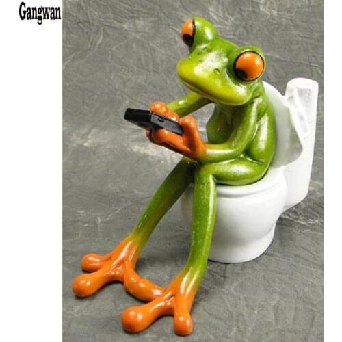 New arrival diamond painting Frog do the toilet to play the phone diy cross stitch diamond embroidery set needlework WC decor