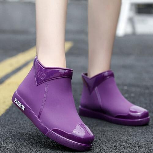 Shoes Woman Rain Boots Waterproof Fashion Girls Shoes Ladies Cute Short Ankle PVC Rainboots