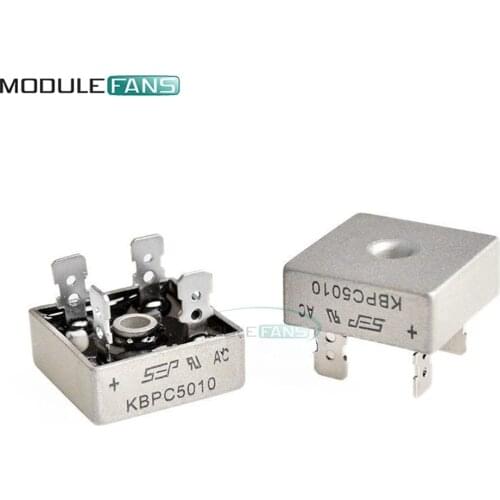 1Pcs 50A 1000V Metal Case Single Phases Diode Bridge Rectifier KBPC5010 AL