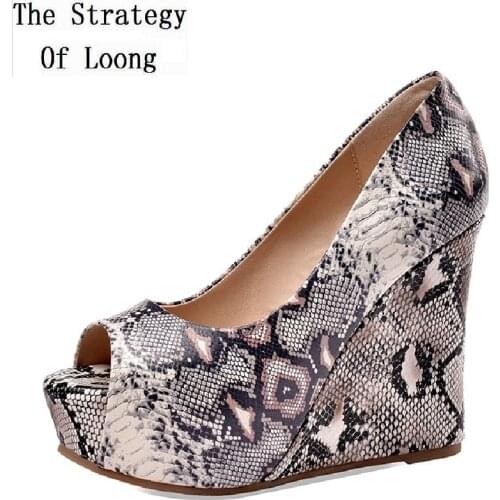 Summer European America Style Snakeskin Print Super High Heels Platform Peep Toe Genuine Leather Women Gladiator Sandals 200826