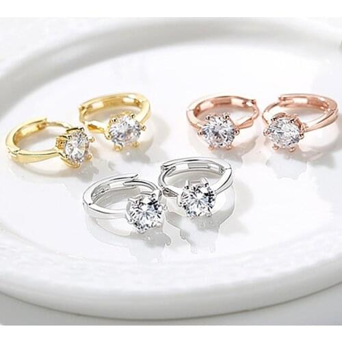 Womens Fashion Lovely Small Hoop Earrings Zirconia Stone Inlaid Tiny Huggies Female Trendy Earring Piercing Jewelry Accessories