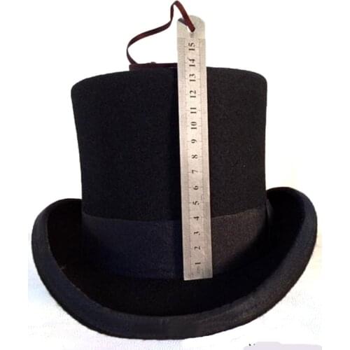 Fibonacci Hats Steampunk Victorian Formal Top Hat Black Wool Felt Hat Vintage Magician Fedoras Mad Hatter President Bowler Cap