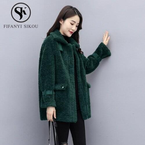 Winter Women Fur Coat High quality Fluffy Real Lamb Fur Coats Plush Natural Wool Fur Jacket Female Loose Plus Size Warm Overcoat