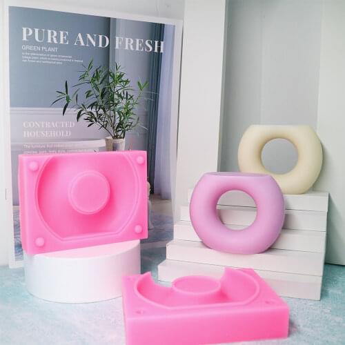 LOVE'N LV607O Decorative candle irregular hollow circular geometry decoration candle silicone mold