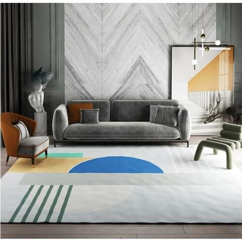 Nordic Ins Geometric Carpet Bedroom Kids Room Soft Fluffy Rugs and Carpet for Home Living Room Shaggy Bedside Mat Customize