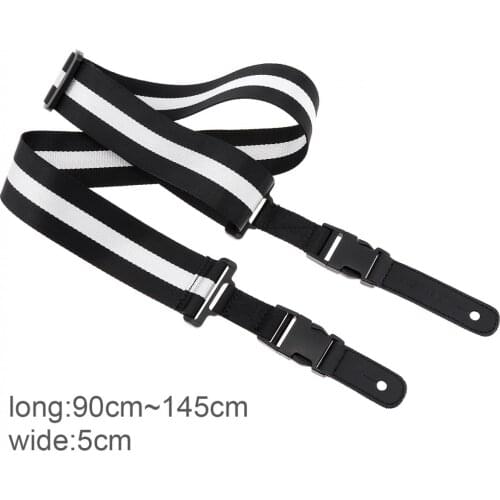 Universal Nylon Guitar Strap with Double Buckle Genuine Leather Head for Acoustic Electric Bass Guitar