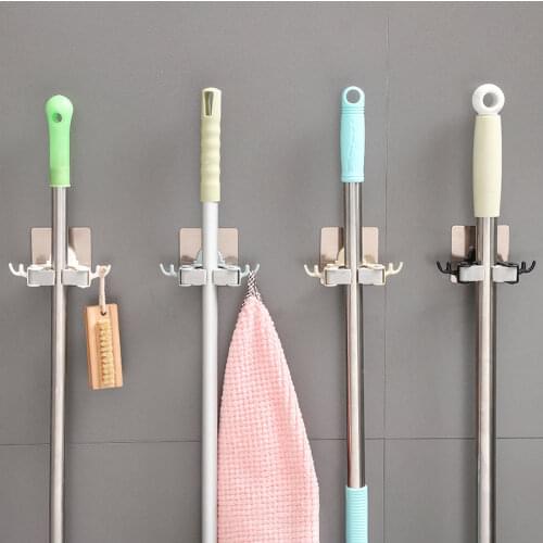 Punch-free Powerfull Antler Mop Clip Storage Broom Rack Multifunctional Seamless Mop Rack Bathroom Accessories Kitchen Storage