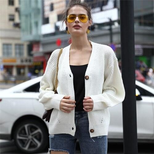 Women knitted cardigan sweaters single breasted v-neck loose casual clothes for office ladies fashion street wear outer clothes