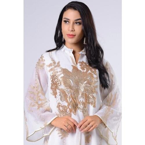 Golden sequin embroidered yarn muslim female jalabiya Dubai Eid al-Fitr Fashion Casual Golden Velvet Dubai Saudi Arab