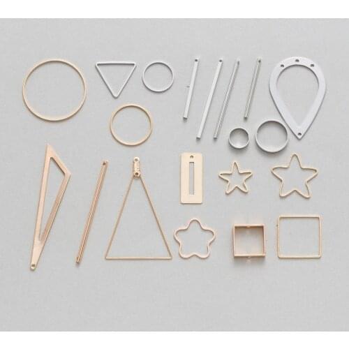 10 Piece Copper Star Round Flower Triangle Charms Pendants Earring Findings Jewelry Making DIY Accessories 10-50mm