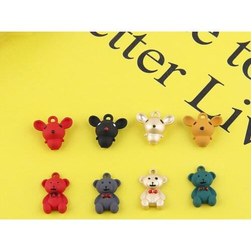 10pcs New Trendy Sweet Matte Spray Paint Lovely Earrings For Women Girls Kids Cute Mouse Cartoon Pendant Diy Jewelry Accessories