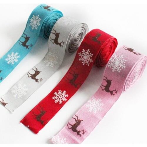 500cm*5cm Christmas Tree Decoration Ribbon Elk Bow Gift Wrapping Ribbon Party Home DIY Decor