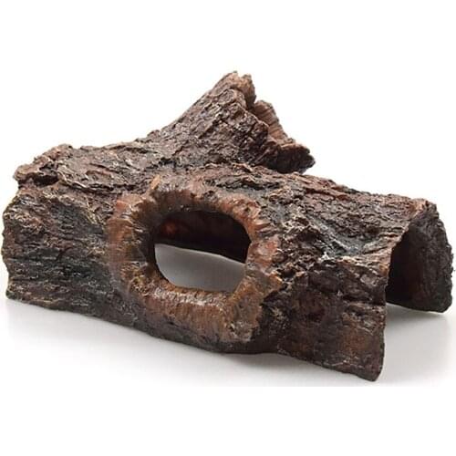 Log Aquarium Tank Accessary Ornament Hollow Resin Decoration Funny Wood Artistic Creative House Simulation Bark Hiding Hole