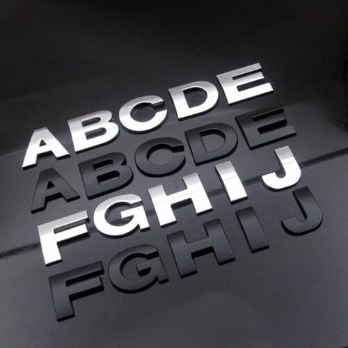 DIY Name Email Phone number Car sticker 25cm car emblem alphabet and numbers silver and black color