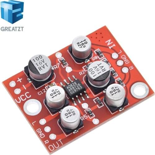 GREATZT DC 5V-15V 12V AD828 Stereo Preamp Power Amplifier Board Preamplifier Module