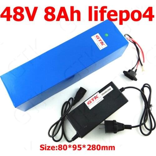 GTK Lifepo4 48v 8ah battery 48V lithium bateria with BMS for 350W 450W Mountain bike bicycle Snowmobile scooter + 2A charger