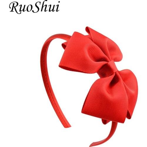 Girls Fashion 4 Inch Headband Ribbon 20 Colors Soild Bow Hairband Boutique Grosgrain Ribbon Bow Hairbands for Kids Headwear