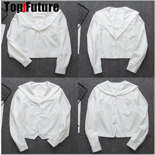 Nagoya lapel Kansai Sapporo Kanto lapel Sailor suit School uniform JK girls White shirt Student short long sleeve top shirt