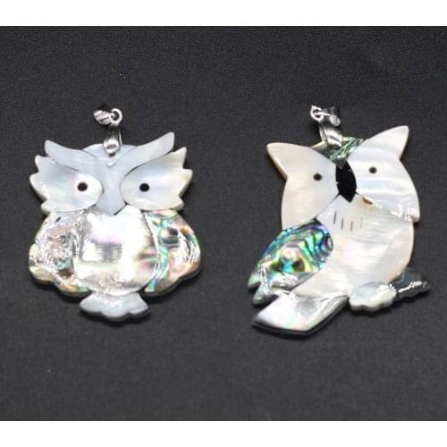 Natural Shell Pendants With Hand-Carved Lifelike Lovely Owl Shape Pendant For Unisex Jewelry Making DIY Necklace Earring Etc
