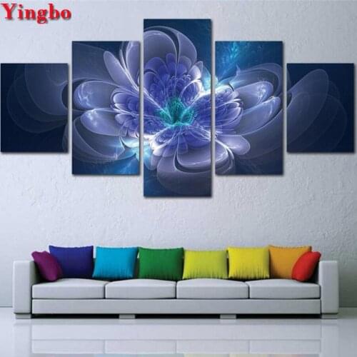 Full Square/Round 5D DIY Diamond Painting 5 Piece Dreamlike Violets Flower Diamond Mosaic Painting Rhinestones Embroidery sale
