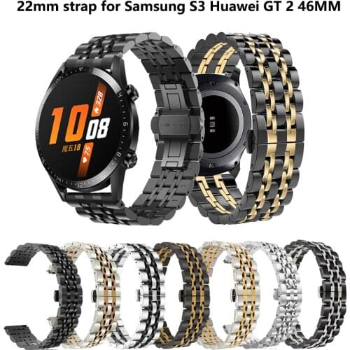 For samsung Galaxy Watch 46mm 42mm gear s3 frontier Stainless Steel Strap 22mm band for Huawei GT 2 Metal Wristband Bracelet