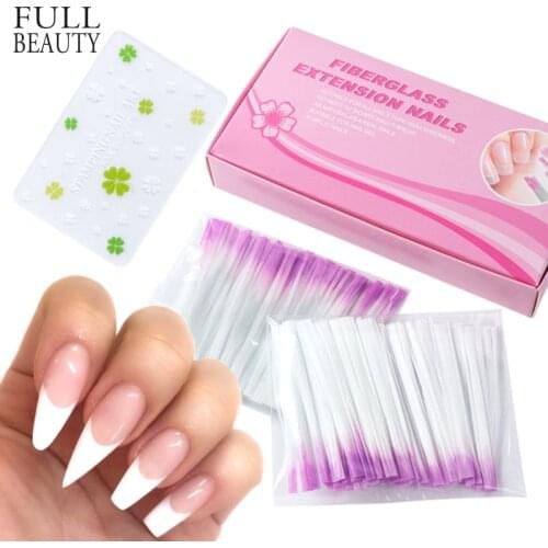 Fiber Glass Nail Extension for UV Gel Building French Manicure Acrylic Fiberglass Nail Forms Salon Tool Tips Accessory CH1013