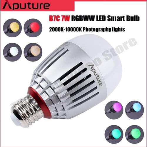 Aputure Accent B7C RGBWW LED Smart Bulb 7W CRI 2000K-10000K Adjustable 0-100% Stepless Dimming App Control Photography lights