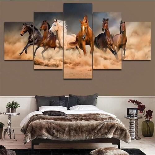 Yujohom 5pcs/set Horses Diamond Paintings Full Square Drill 5D Diamond Mosaic Novelties Cross Stitch Home Decor Handmade Gifts