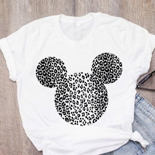 Women T-shirts 2021 Fashion Leopard Mouse head Print tshirt femme Harajuku Summer Casual White Short sleeve Ladies Tee Tops
