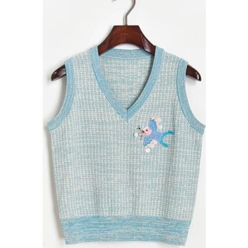 Sweater Vest Women Sleeveless Gold Thread Mixed Knitted Vest Coat Women 2020 New V-neck Sleeveless Vest Knitwear