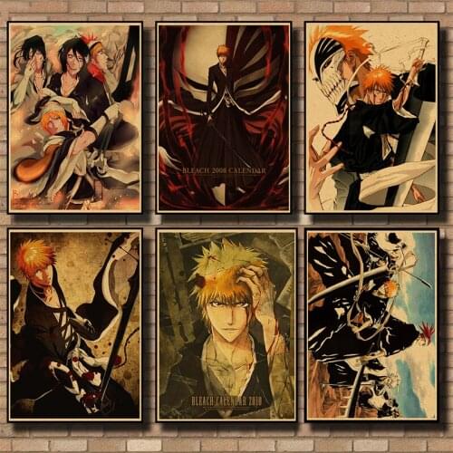 Famous Anime Movie Bleach Old Retro Kraft Paper Poster Bar Cafe Decorative Painting Room Wall Stickers