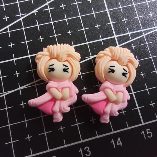 1pcs/lot resin flat back light pink hair pink skirt Princess girl 22mm Scrapbook Embellishment DIY Phone Decoration