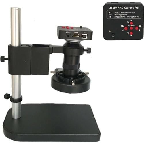 130X Zoom Lens 1080P 2K 3800W 38MP Electronic HDMI USB Digital Video Microscope Camera +130X C-Mount lens+ 56 Led ring lights